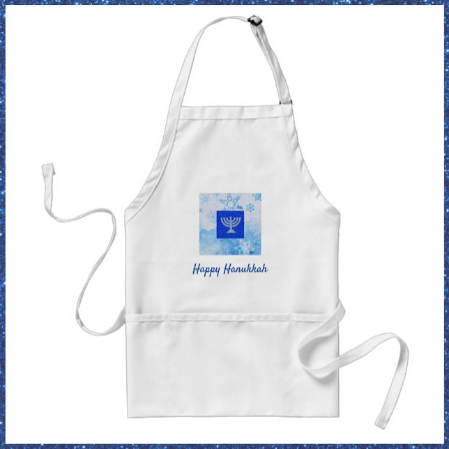 Pretty Blue Menorah Happy Hanukkah Standard Apron (Creator Uploaded)