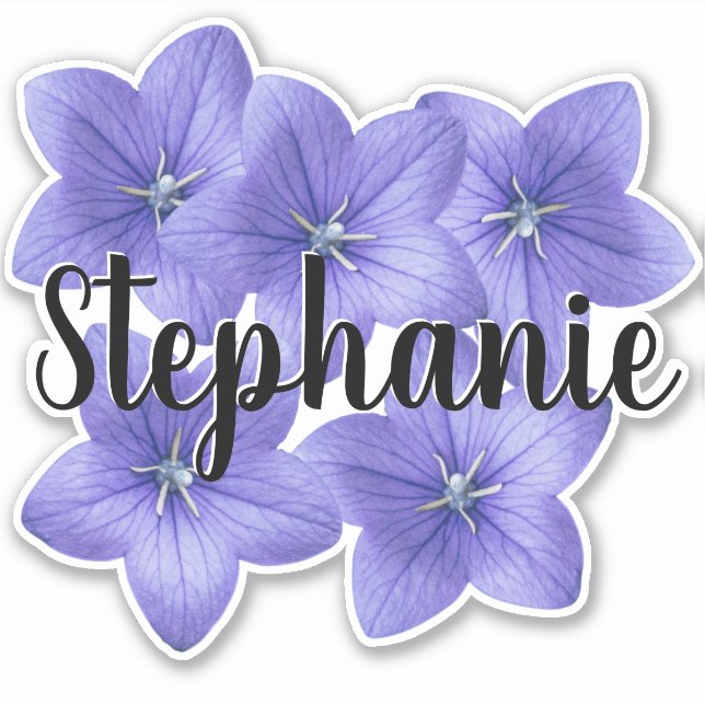 Pretty Blue Monogram Name Flower Nature Modern (Front)