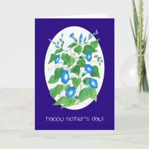 Pretty Blue Morning Glory Floral Mother's Day Card