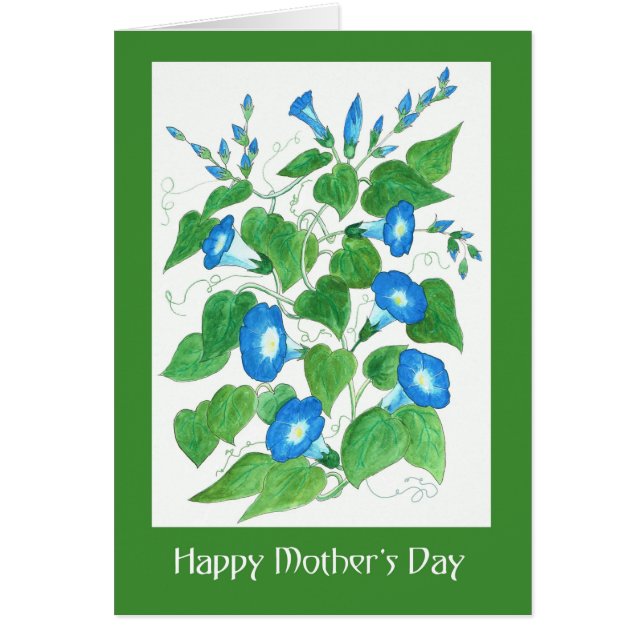 Pretty Blue Morning Glory Flowers Mother's Day (Front)