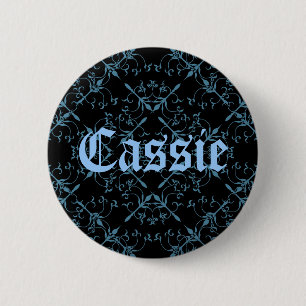 Pretty blue name 6 cm round badge