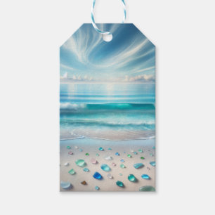 Pretty Blue Ocean Waves and Sea Glass Gift Tags