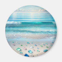 Pretty Blue Ocean Waves and Sea Glass