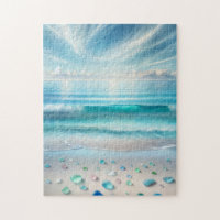 Pretty Blue Ocean Waves and Sea Glass Personalised