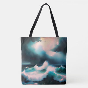 Pretty Blue Ocean waves painting Tote Bag