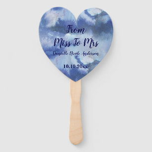 Pretty Blue Ombre Watercolor Wedding Shower Chic Hand Fan