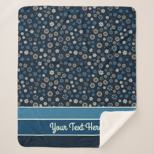 Pretty Blue Orange White Scandinavian Snowflakes Sherpa Blanket