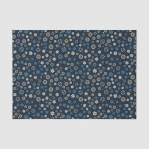Pretty Blue Orange White Scandinavian Snowflakes Tissue Paper