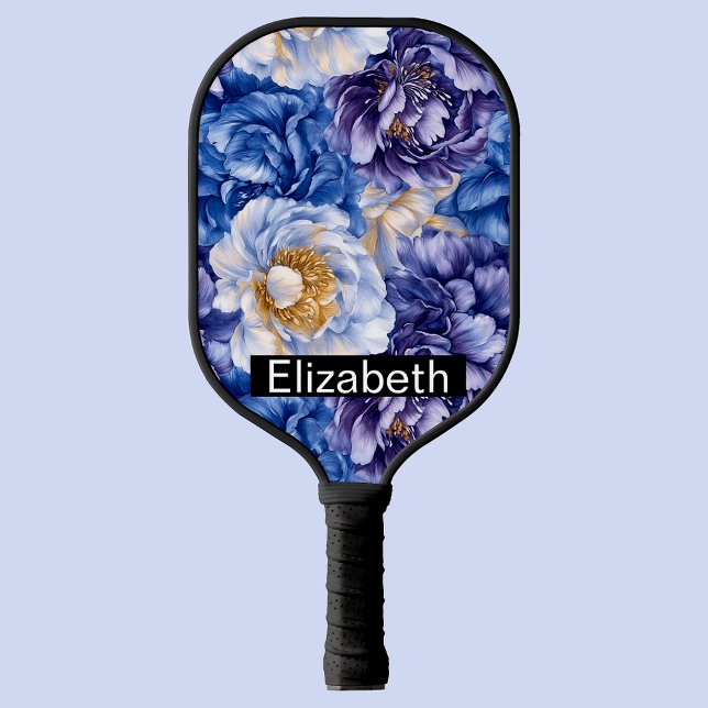 Pretty Blue Peony Personalised Pickleball Paddle (Creator Uploaded)