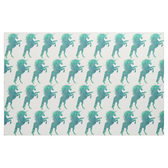 Pretty Blue Polka Dot Unicorn Fabric (Fat Quarter)
