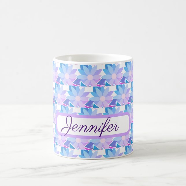 Pretty Blue Purple Flower Coffee Mug (Center)