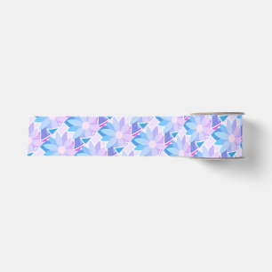 Pretty Blue Purple Flower Grosgrain Ribbon
