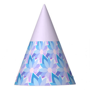 Pretty Blue Purple Flower Party Hat