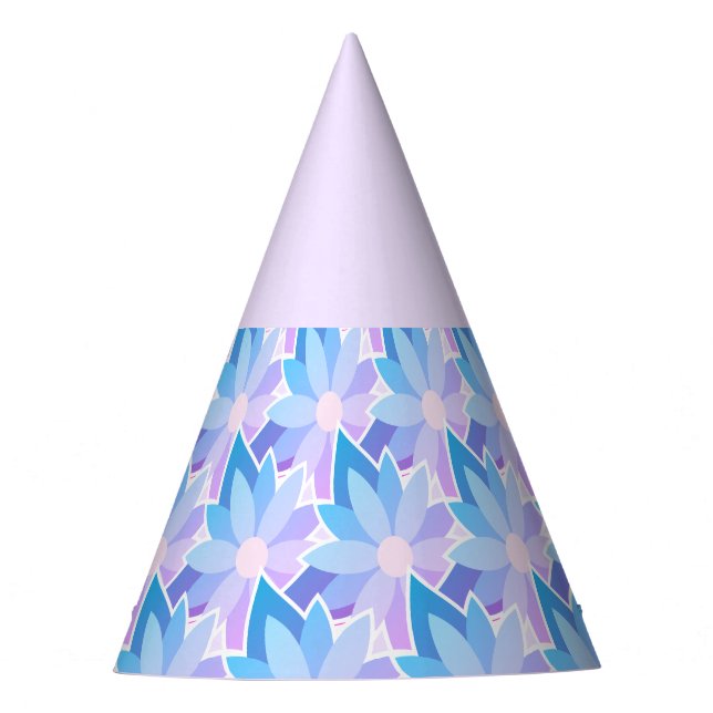 Pretty Blue Purple Flower Party Hat (Front)