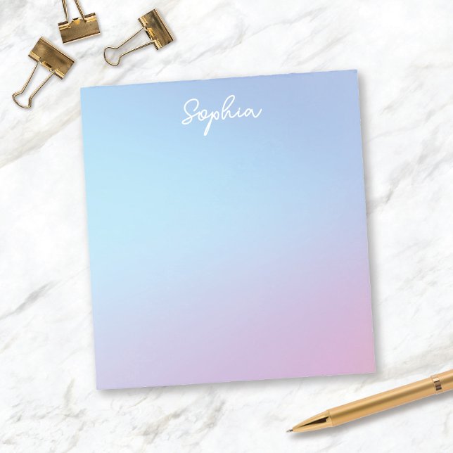 Pretty Blue Purple Ombré Personalised w/Name Notepad (Creator Uploaded)