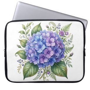 PRETTY BLUE PURPLE SUMMER HYDRANGEA FLOWERS LAPTOP SLEEVE