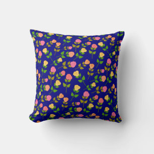 Pretty Blue Rose Pattern Cushion