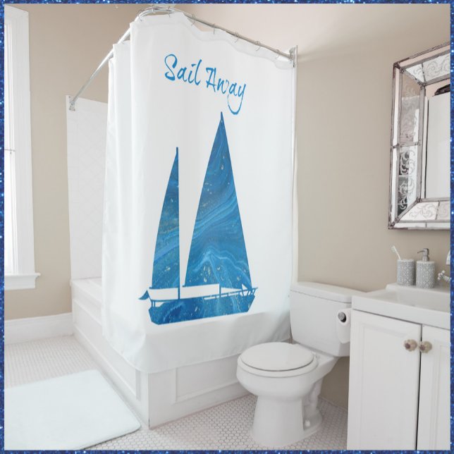 Pretty Blue Sail Away Shower Curtain (Creator Uploaded)
