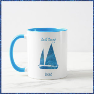 Pretty Blue Sailboat Nautical Mug