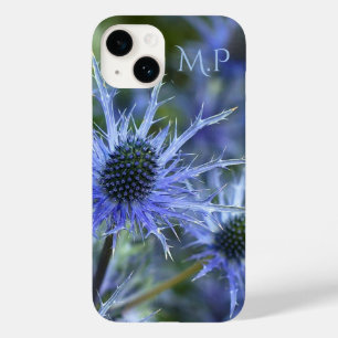 Pretty Blue Sea Holly Thistle Monogram Case-Mate iPhone 14 Case