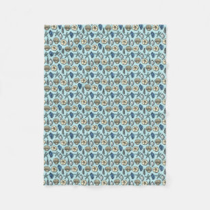 Pretty Blue Shell Starfish Sea Pattern Fleece Blanket