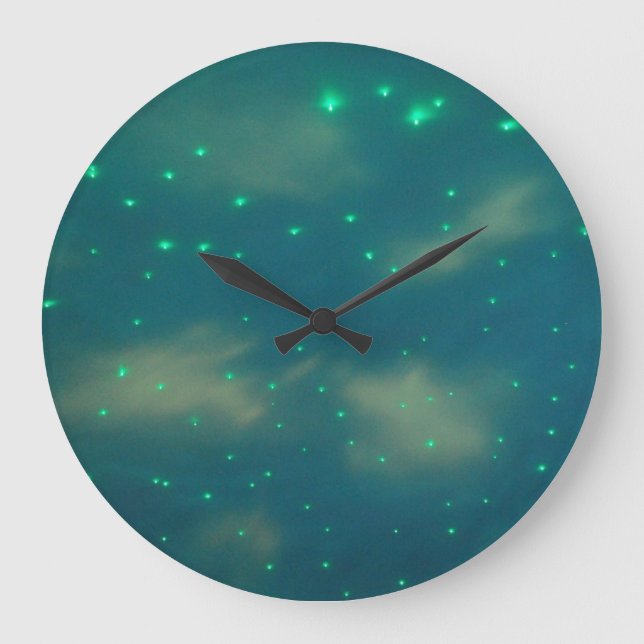 Pretty Blue Sky Lights Large Clock (Front)