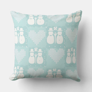 Pretty Blue Snowman  Cushion