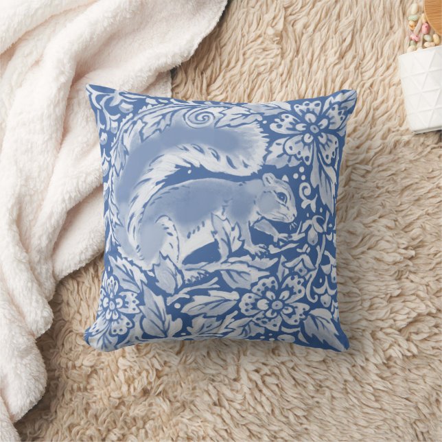 Pretty Blue Squirrel Forest Floral Nature Animal Cushion (Blanket)