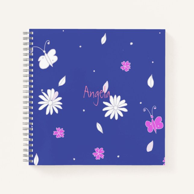 Pretty Blue Summer 2 Square Notebook Customisable (Front)