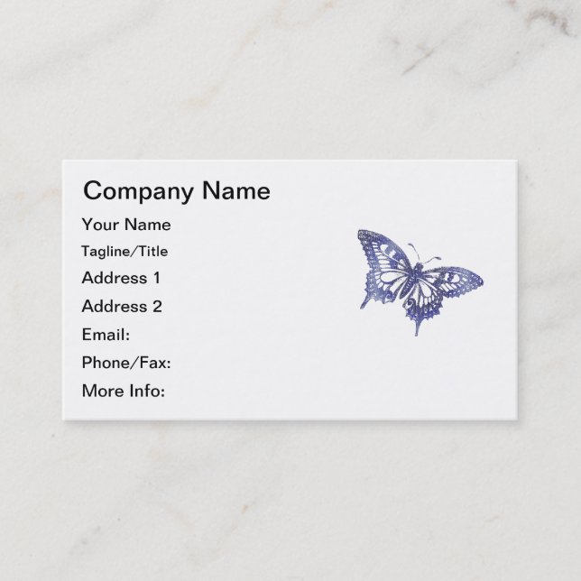 Pretty Blue Swallowtail Butterfly Mosaic Business Card (Front)