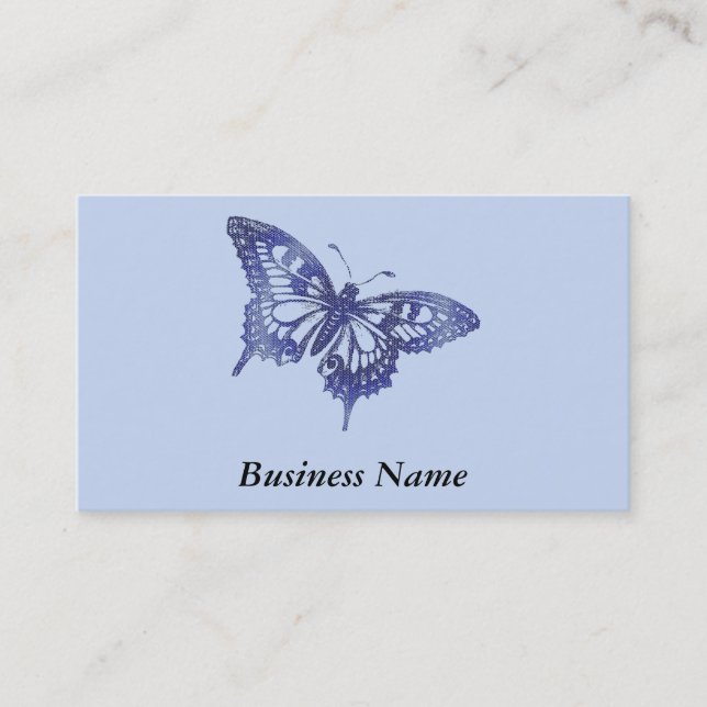 Pretty Blue Swallowtail Butterfly Mosaic Business Card (Front)