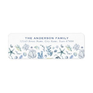Pretty Blue Under the Sea Return Address Labels