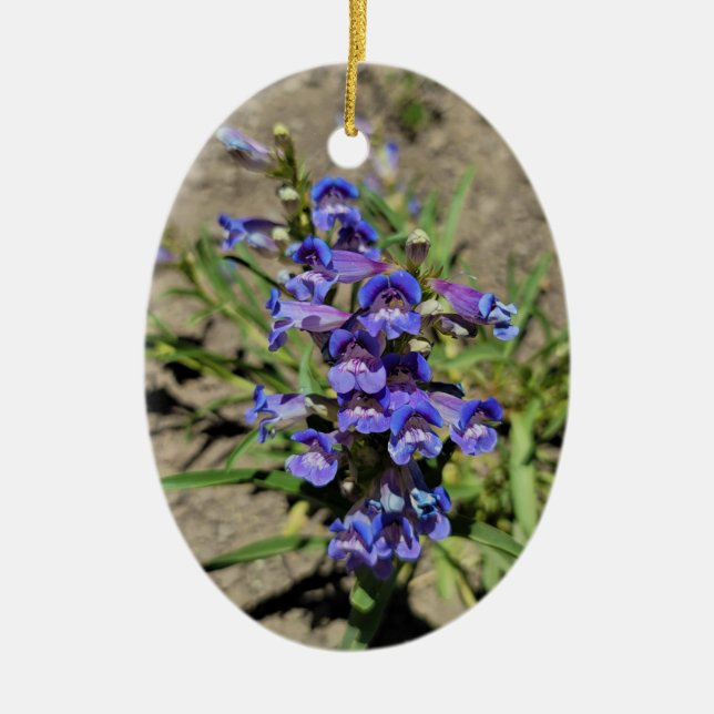 Pretty Blue Violet Purple Flower Vertical Photo Ceramic Ornament (Front)