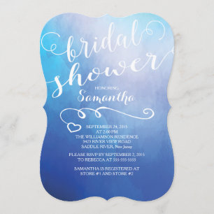 Pretty Blue Watercolor Bridal Shower Invitation