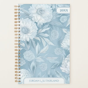 Pretty Blue Watercolor Floral Personalised Logo Planner