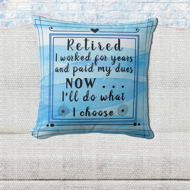 Pretty Blue Watercolor Happy Retirement  Cushion (Creator Uploaded)