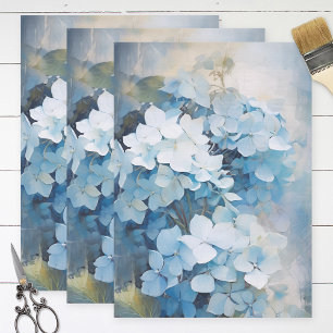 Pretty Blue Watercolor Hydrangea Decoupage Tissue Paper