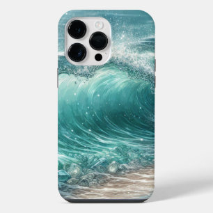 Pretty Blue Wave with Sparkles iPhone 14 Pro Max Case