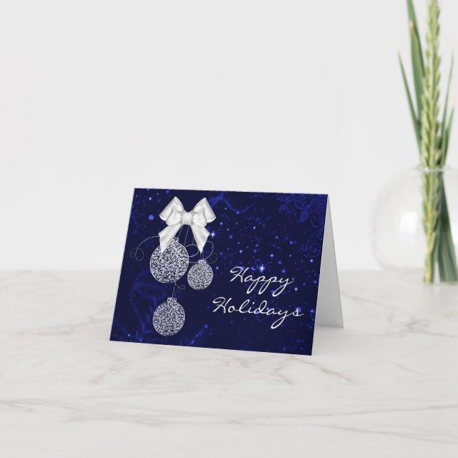 Pretty Blue & White Christmas Greeting Card (Front)