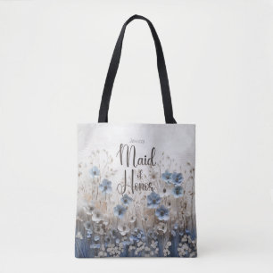 Pretty Blue/White Flower Garden Maid of Honour Tote Bag