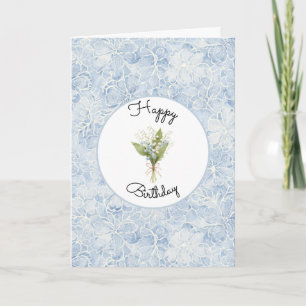 Pretty Blue White Flowers Birthday Card