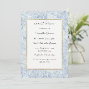 Pretty Blue White Flowers Bridal Shower Invitation