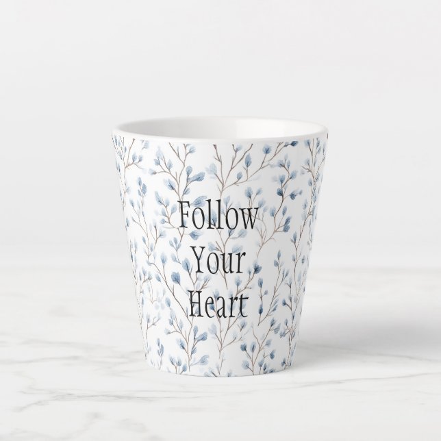 Pretty Blue White Flowers Christmas Latte Mug (Front)