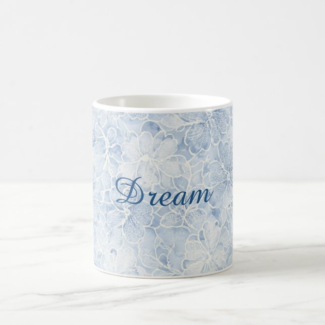 Pretty Blue White Flowers Coffee Mug (Center)