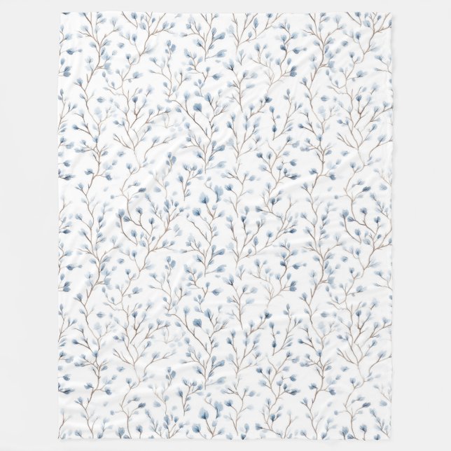 Pretty Blue White Flowers   Fleece Blanket (Front)