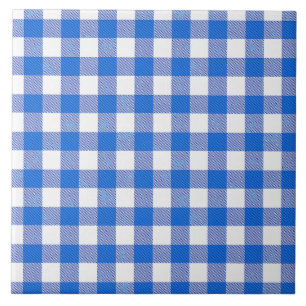 Pretty Blue White Gingham Design Ceramic Tile