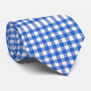 Pretty Blue White Gingham Design Tie
