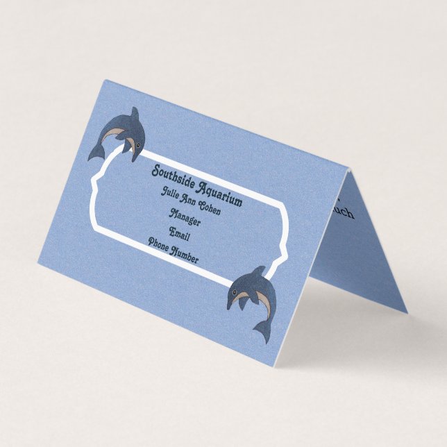 Pretty Blue White Jumping Dolphins on Light Blue Business Card (Front)