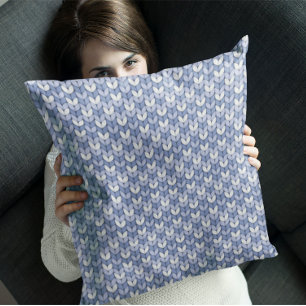 Pretty Blue White Knitting Design Cushion