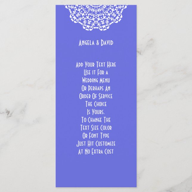 Pretty Blue White Lacy Pattern Peronalized Program (Front)